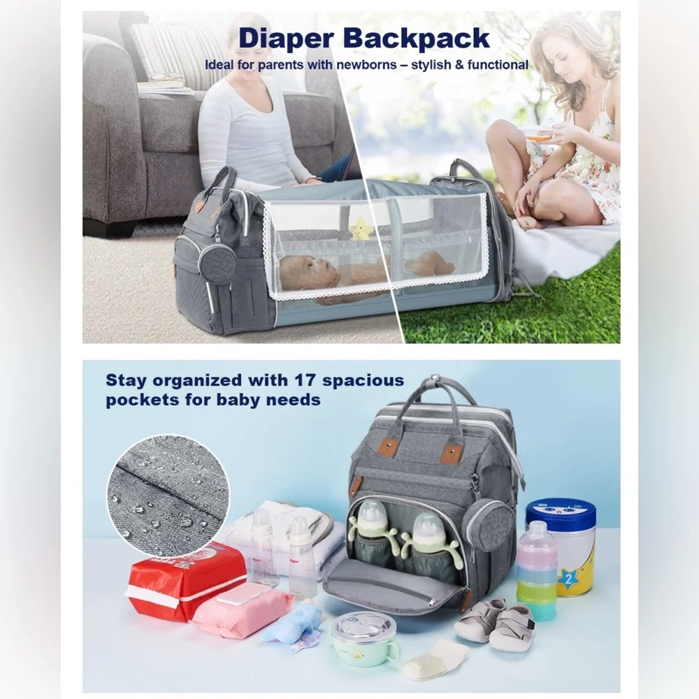 Multifunctional Green Diaper Bag Backpack